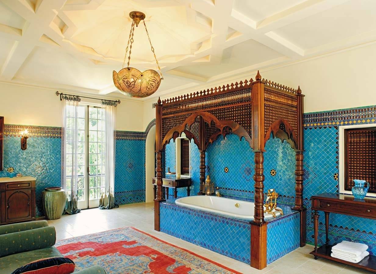 Марокканский стиль в интерьере ванной комнаты, фото, аксессуары