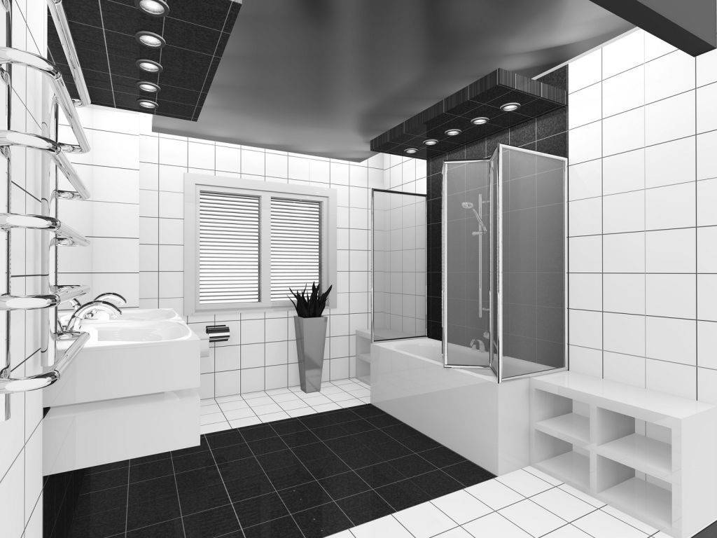 Черно-белая ванная комната: выбор отделки, сантехники, мебели, оформление туалета