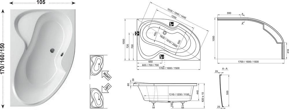 Акриловая ванна: размеры, формы и обзор популярных изделий – советы по ремонту