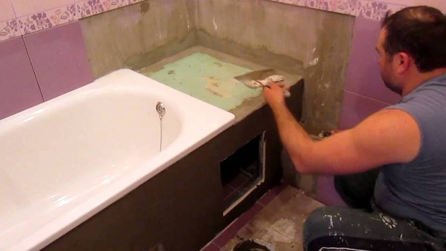 Как установить ванну под плитку