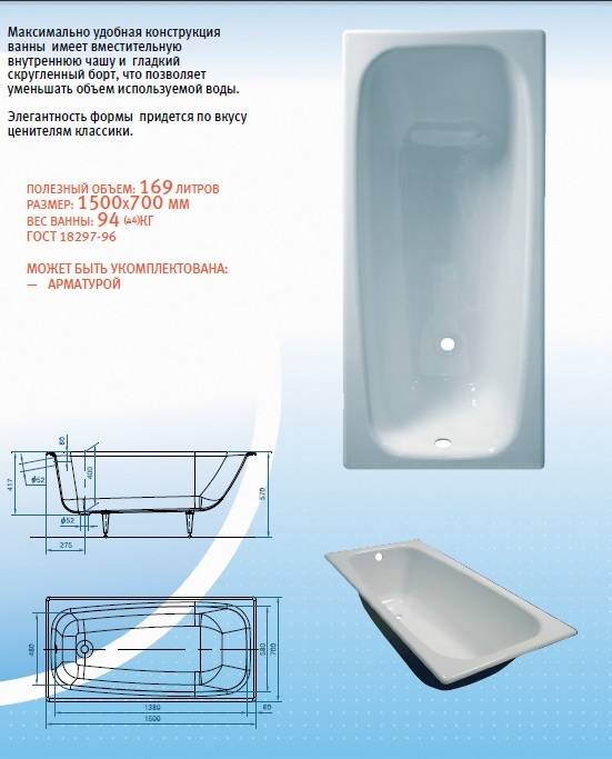 Сколько весит чугунная ванна — ориентировочная масса для разных размеров / ванны / водопровод и сантехника / публикации / санитарно-технические работы