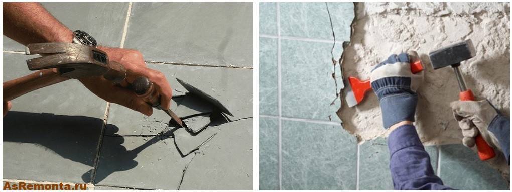 Как снять старую плитку со стен эффективно различным инструментом