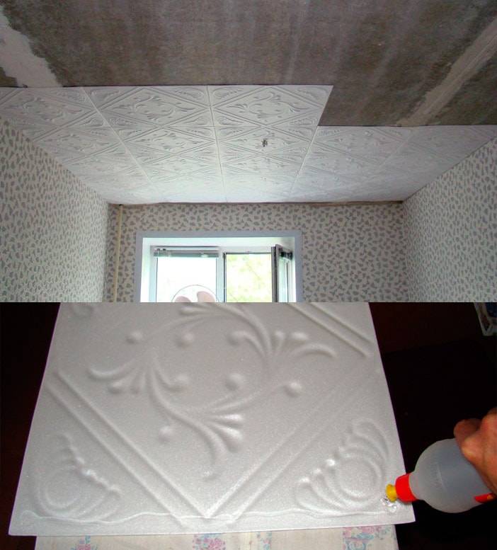 Разные способы оклейки потолка потолочной плиткой