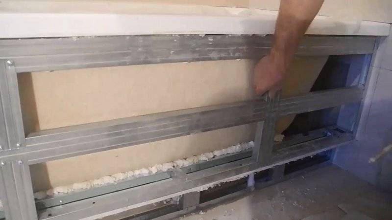 Экран под ванну из гипсокартона – конструкция и монтажа