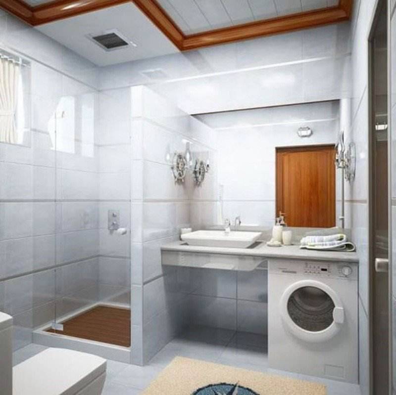 Дизайн ванной комнаты 4 кв м - фото с туалетом и стиральной машиной