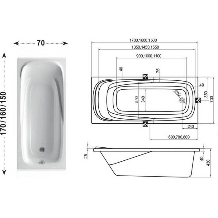 Размеры ванной - оптимальный типоразмер и советы по планировке ванны (120 фото и видео)