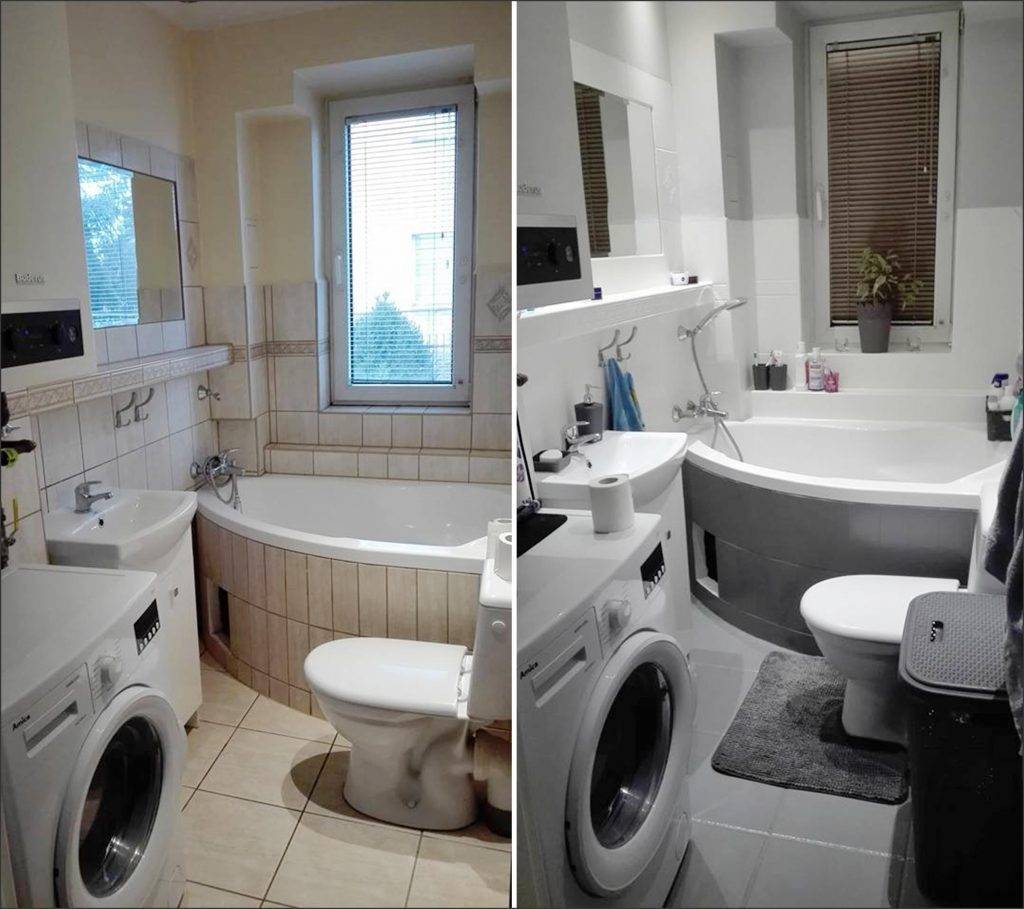 Перекрашенная плитка в ванной фото до и после