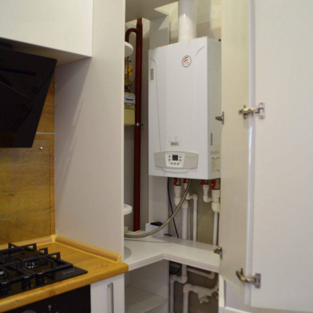 Газовый котел на кухне: как спрятать устройство, особенности дизайна помещения вместе с прибором на газу, фото готовых решений