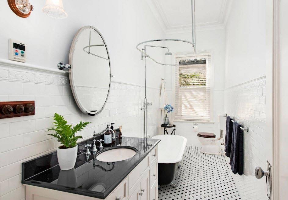 Стиль и совершенство в простых контрастах: планируем черно-белый дизайн ванной комнаты