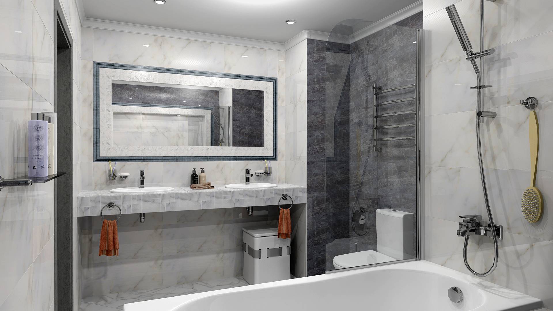 10 лучших вариантов дизайна ванной комнаты под мрамор
