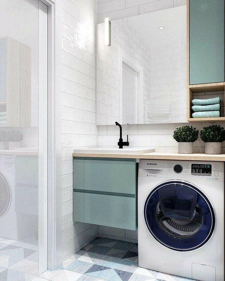 Небольшой туалет со стиральной машиной – варианты дизайна интерьера