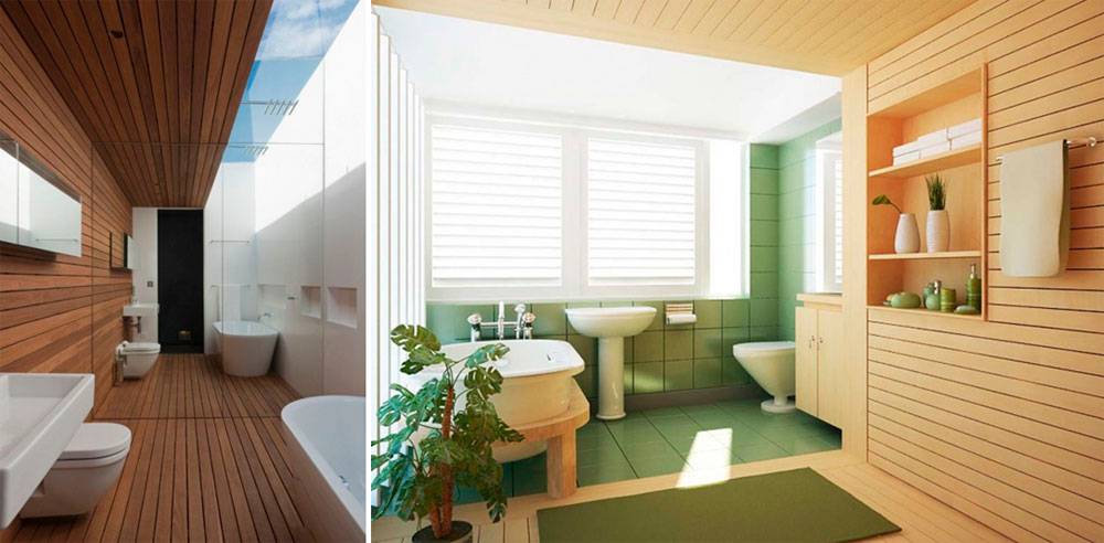 Вагонка для ванной комнаты - фото отделки деревянной и пластиковой вагонкой