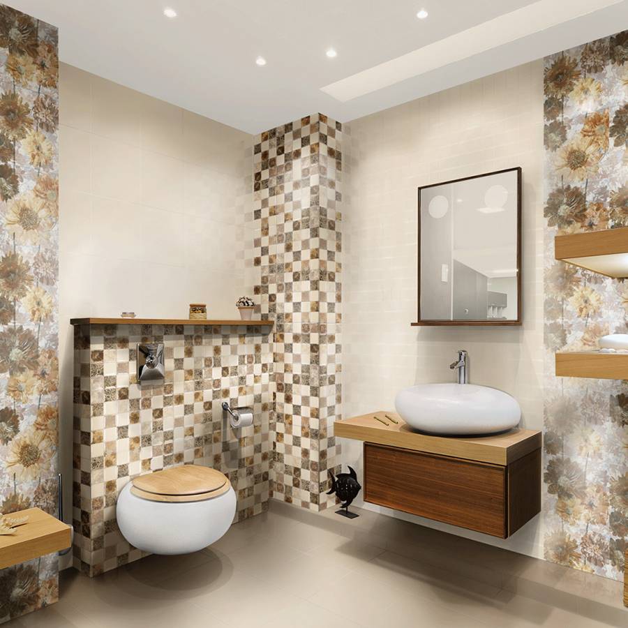 Мозаика в ванной комнате: дизайн, комбинация плитки - 23 фото