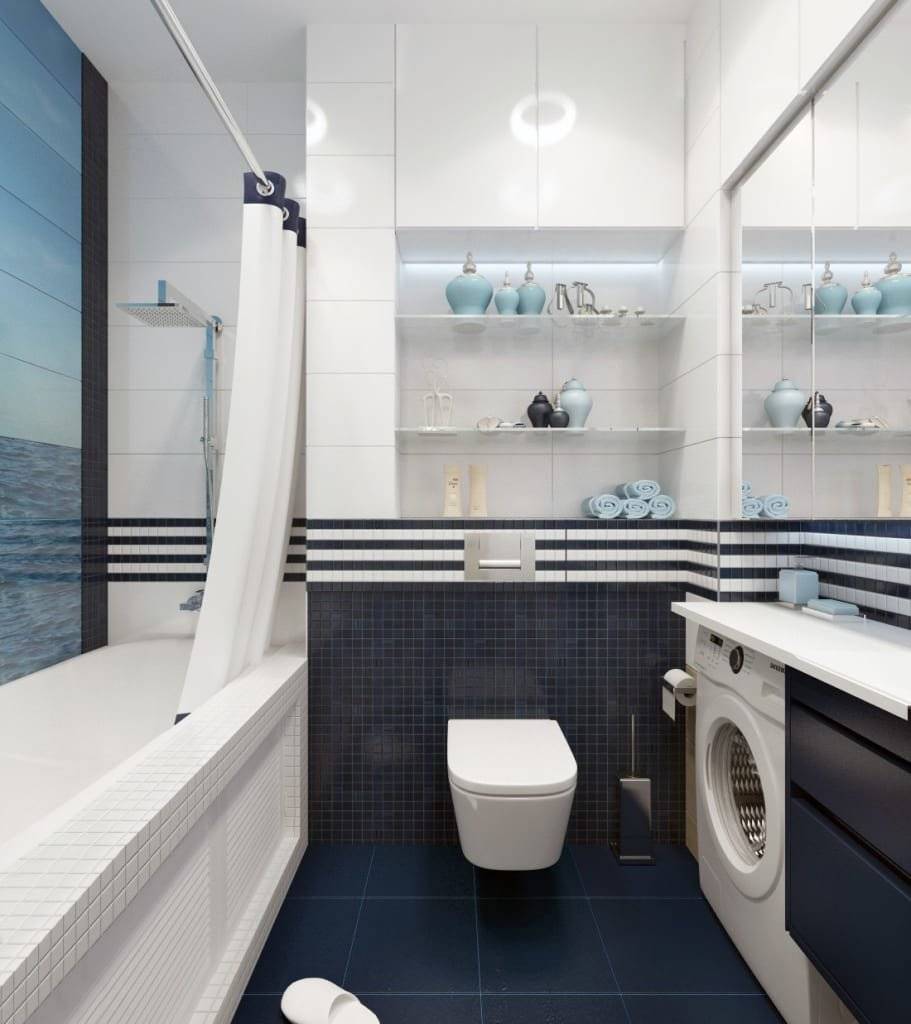 Ванная комната – морской стиль в интерьере, морская плитка для ванной