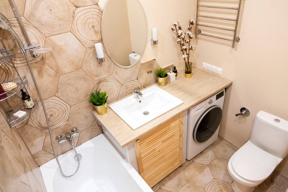 Стиральная машинка в ванной комнате - дизайн, варианты размещения, подвод коммуникаций и особенности сочетания с дизайном интерьера