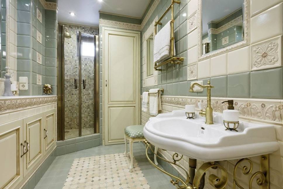 Дизайн в ванной в классическом стиле: правильное оформление (+40 фото)