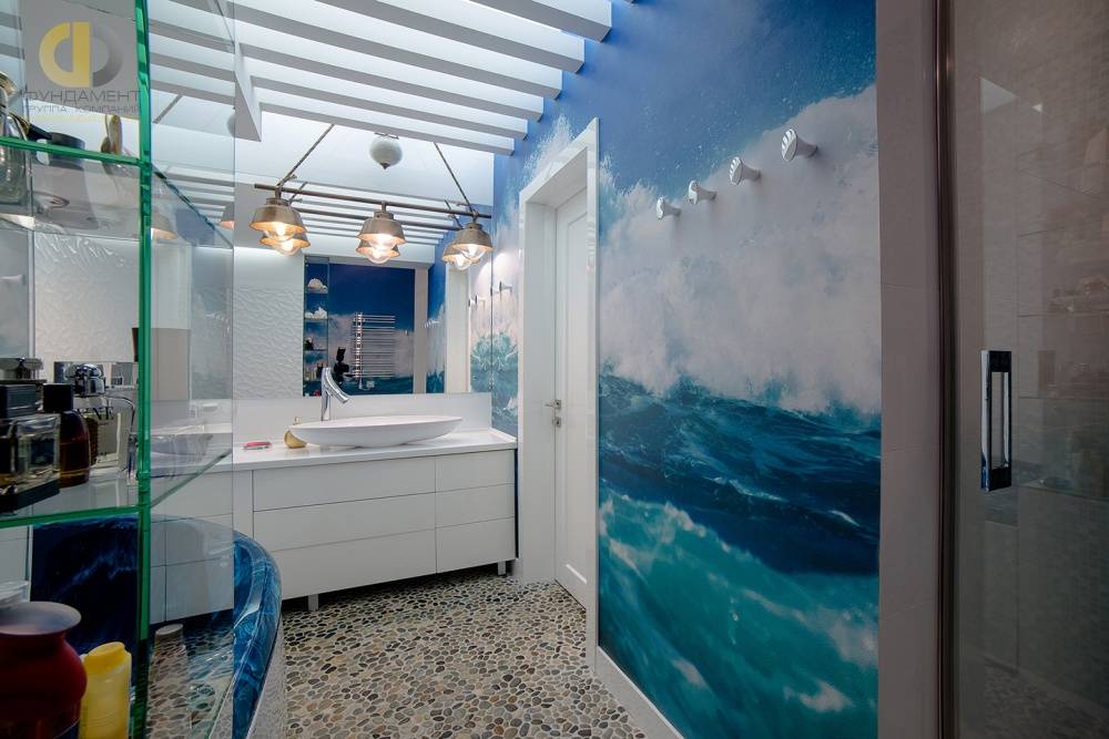 Интерьер ванной в морском стиле. 25 фото