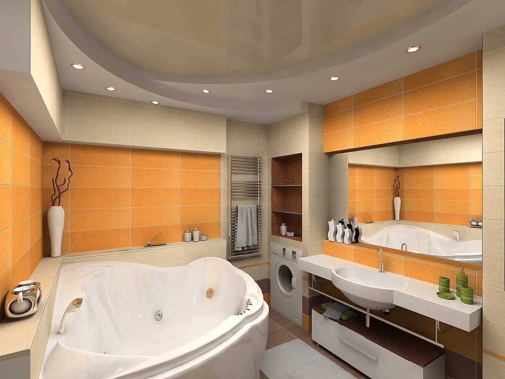 Дизайн ванной комнаты с угловой ванной 2021 года