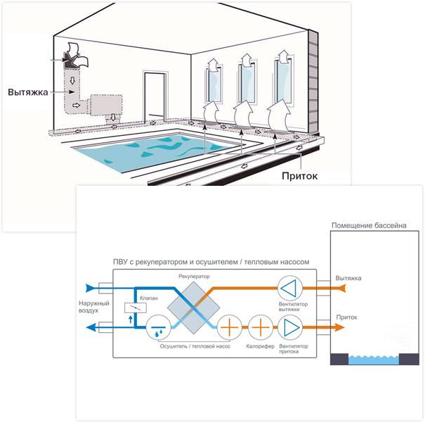 Вентиляция бассейна: основные схемы