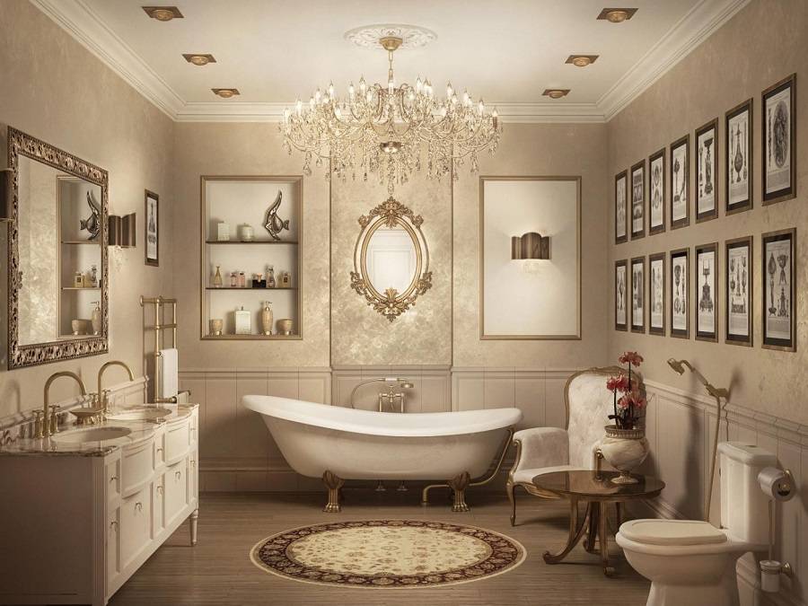 Классические ванные: фото красивого дизайна, варианты сочетания, выбор цвета, правила расстановки мебели