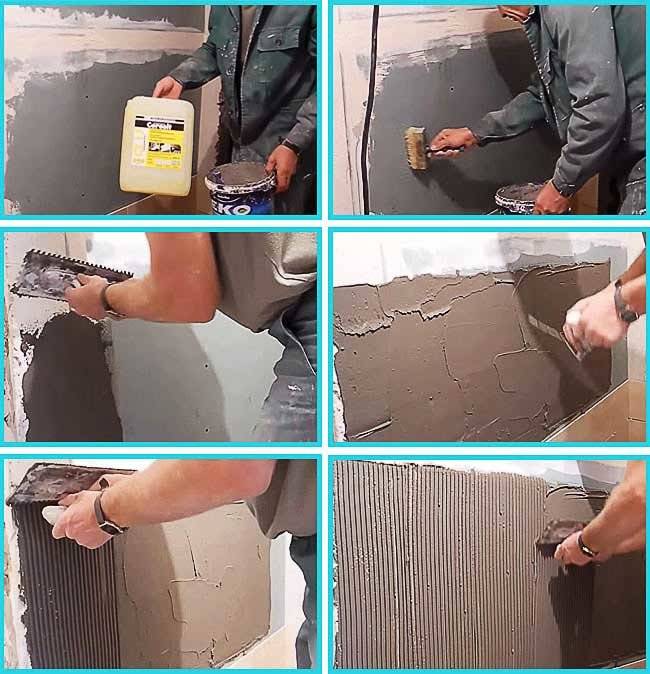 Укладка плитки на неровную стену своими руками: схема как класть правильно (видео)