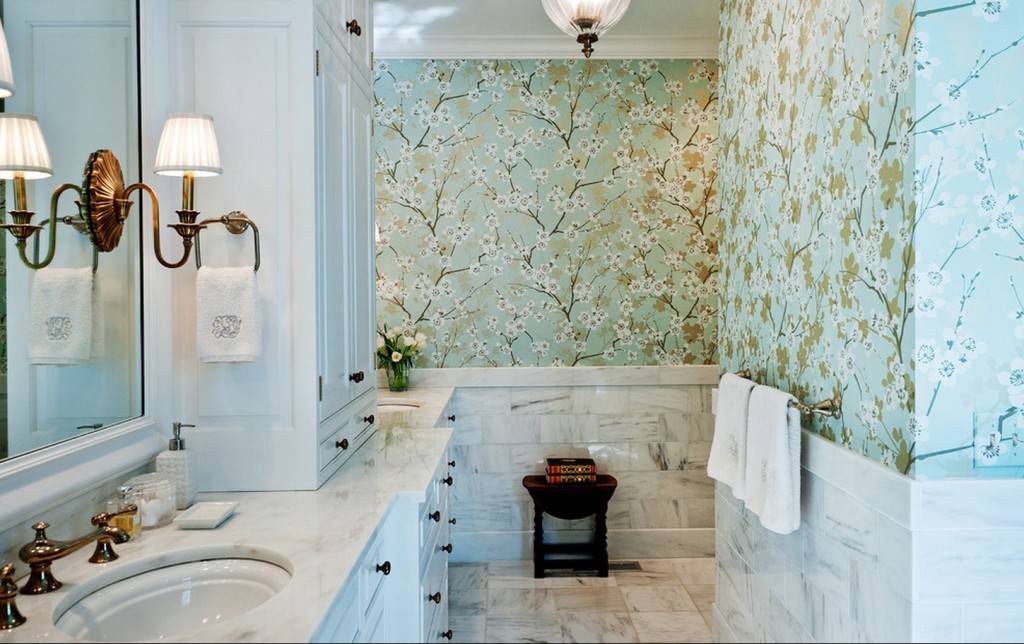 Обои для ванной: какие выбрать и как их правильно поклеить (55 фото) | дизайн и интерьер ванной комнаты