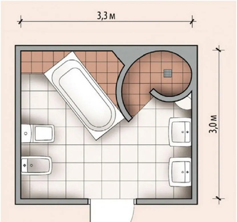 Схемы планировки в ванной комнате