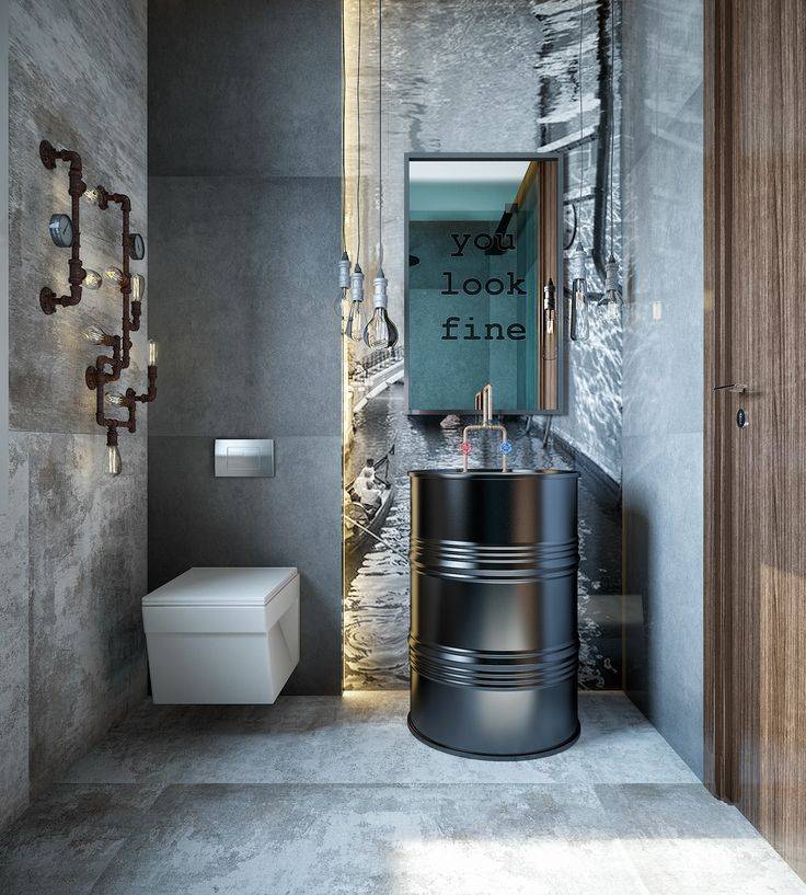 Туалет в стиле лофт, главные особенности и выбор материалов