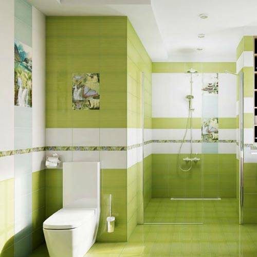 Дизайн ванной комнаты зеленого цвета