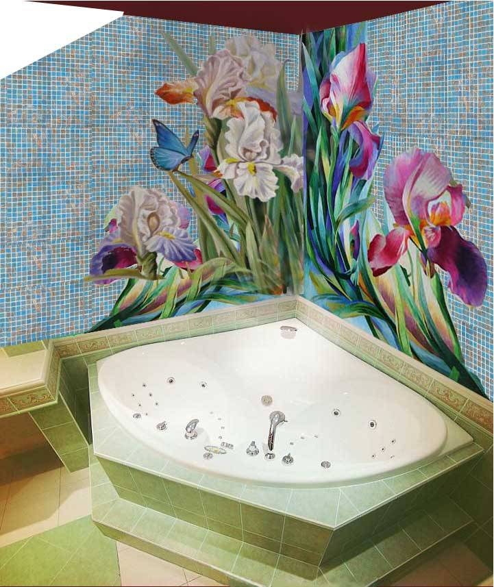 Панно из плитки для ванной комнаты: фото интерьера / zonavannoi.ru