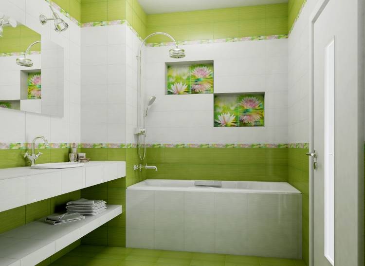 Зеленая ванная комната: сочетание цветов, применение в разных стилях