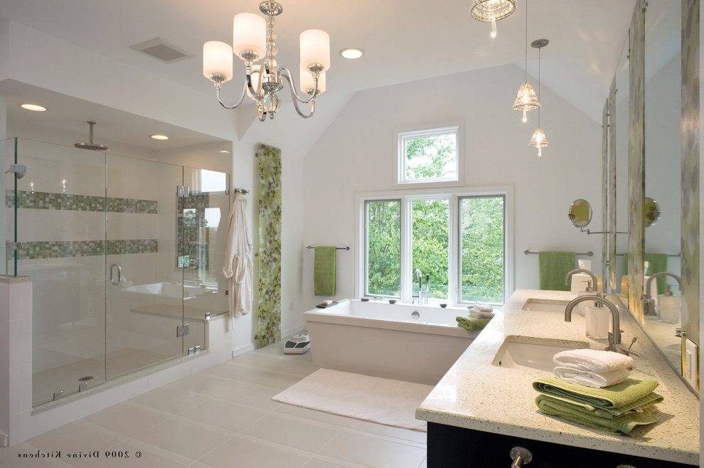 Освещение ванной комнаты: разновидности люстр и светильников, критерии выбора и фото идей оформления