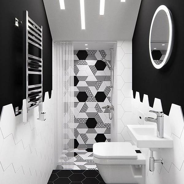 Черная плитка в ванной: дизайн, примеры раскладки, сочетания, фото в интерьере