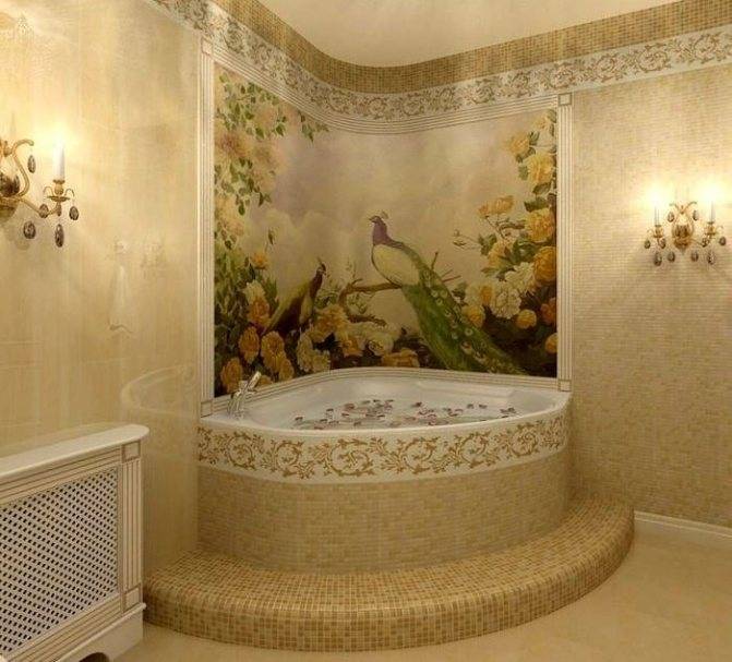 Панно из плитки в ванную: керамическая, зеркальная, мозаика