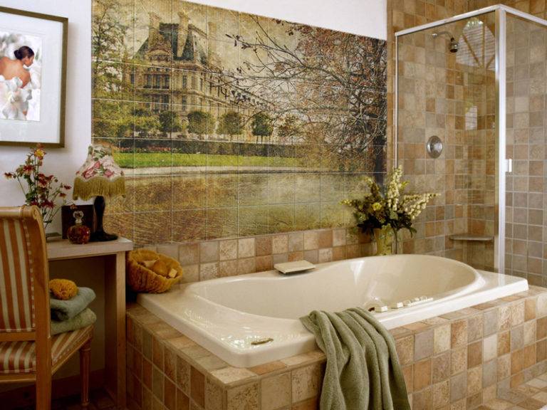 Панно из плитки для ванной комнаты, кухни, камина или фасада
