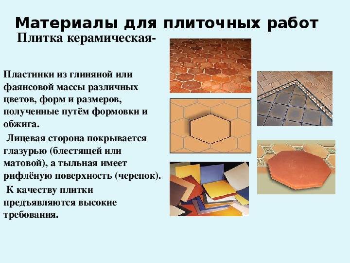 Виды керамической плитки