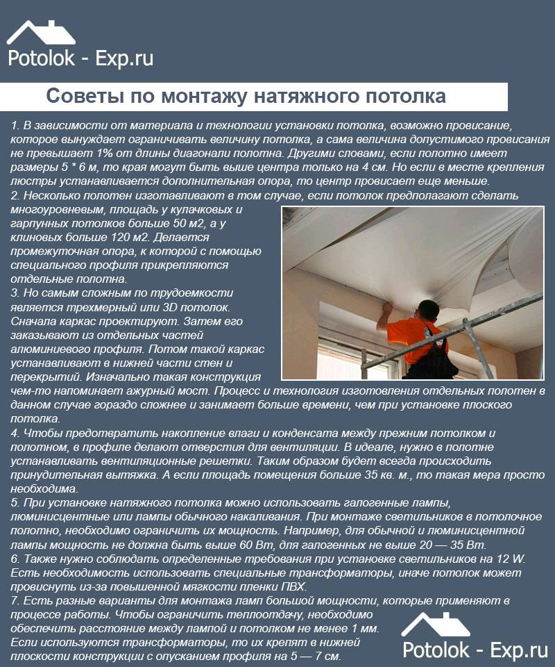 Как делается монтаж натяжного потолка