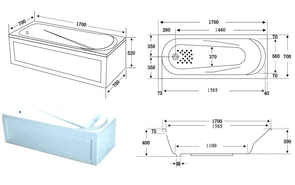 Какой объем стандартной ванны (170 и 150 см) в литрах и в кубометрах