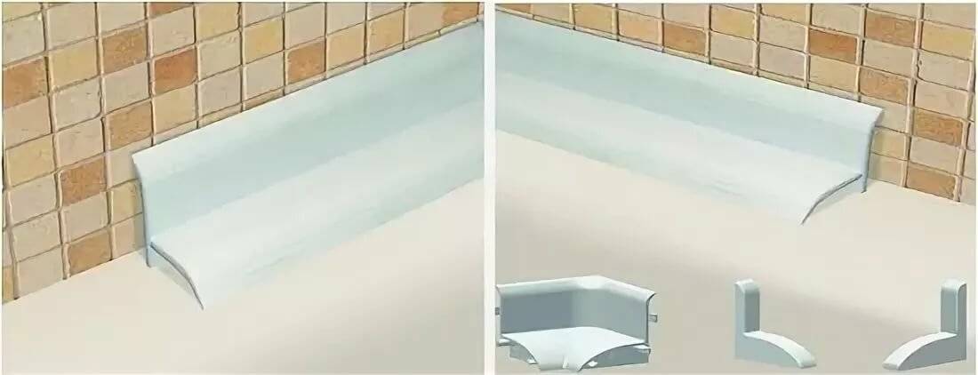 Уголок на ванну: керамический, пластиковый, самоклеющийся