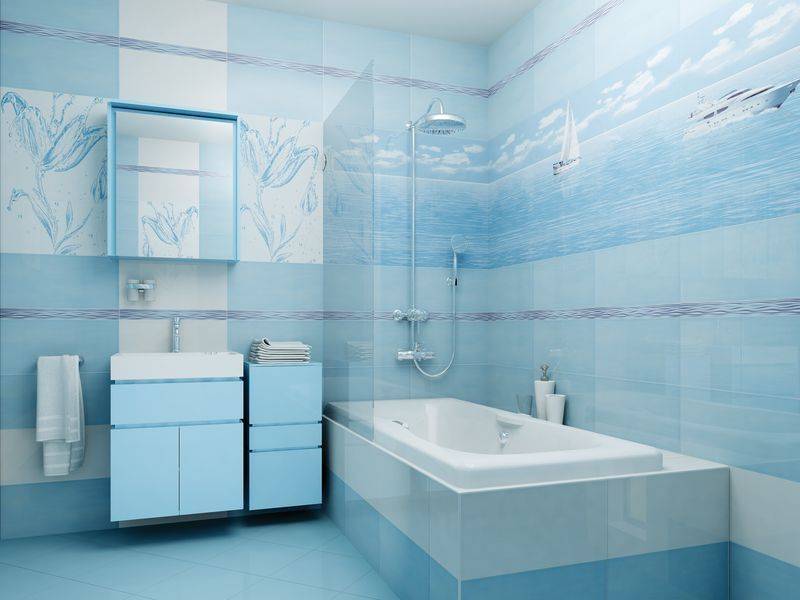 Ванная комната – морской стиль в интерьере, морская плитка для ванной