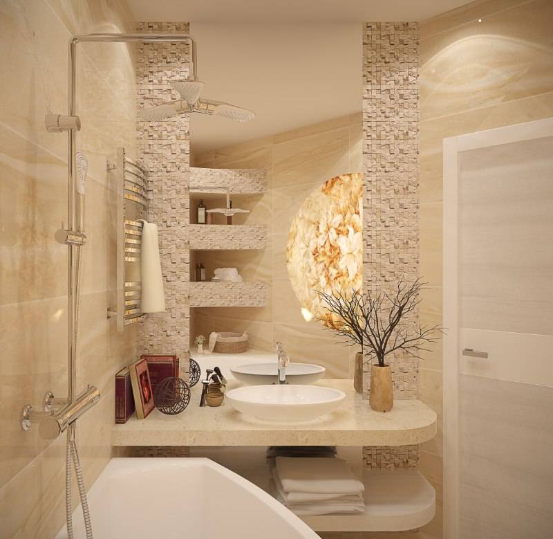Мозаика в ванной комнате: дизайн, фото
