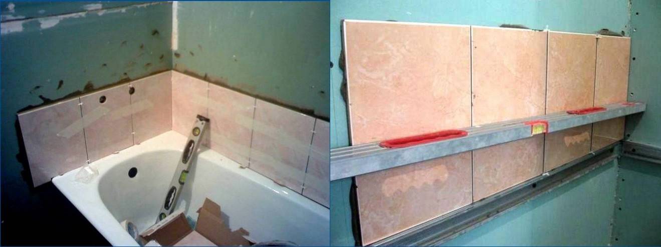 Как класть плитку на гипсокартон в ванной комнате в деревянном доме
