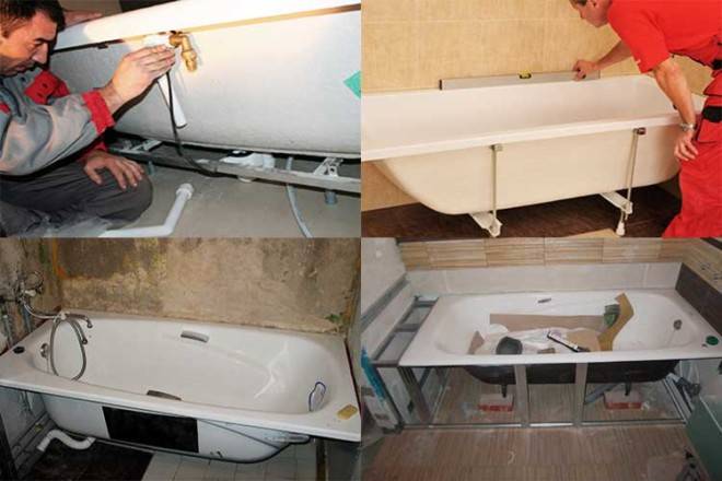 Установка ванны в ванной комнате своими руками: видео демонтаж акриловой, стальной или чугунной ванны