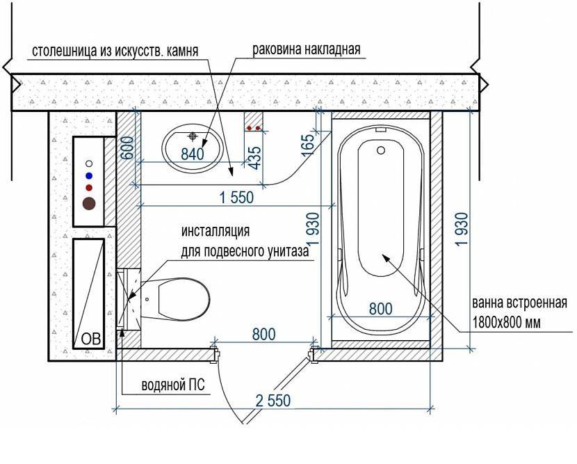 Оптимальная планировка ванной комнаты совмещенной с туалетом