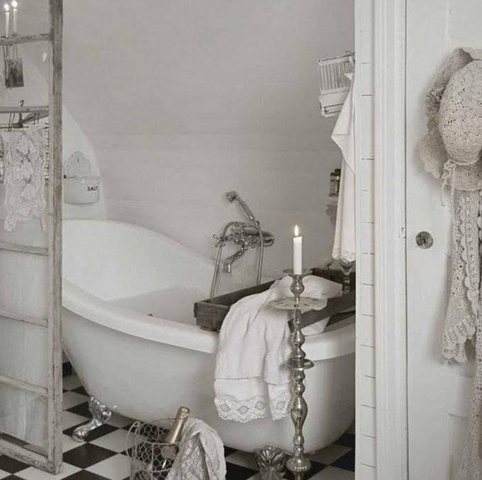 Плитка шебби-шик в интерьере ванной: идеи в лучшем дизайнерском стиле с фото