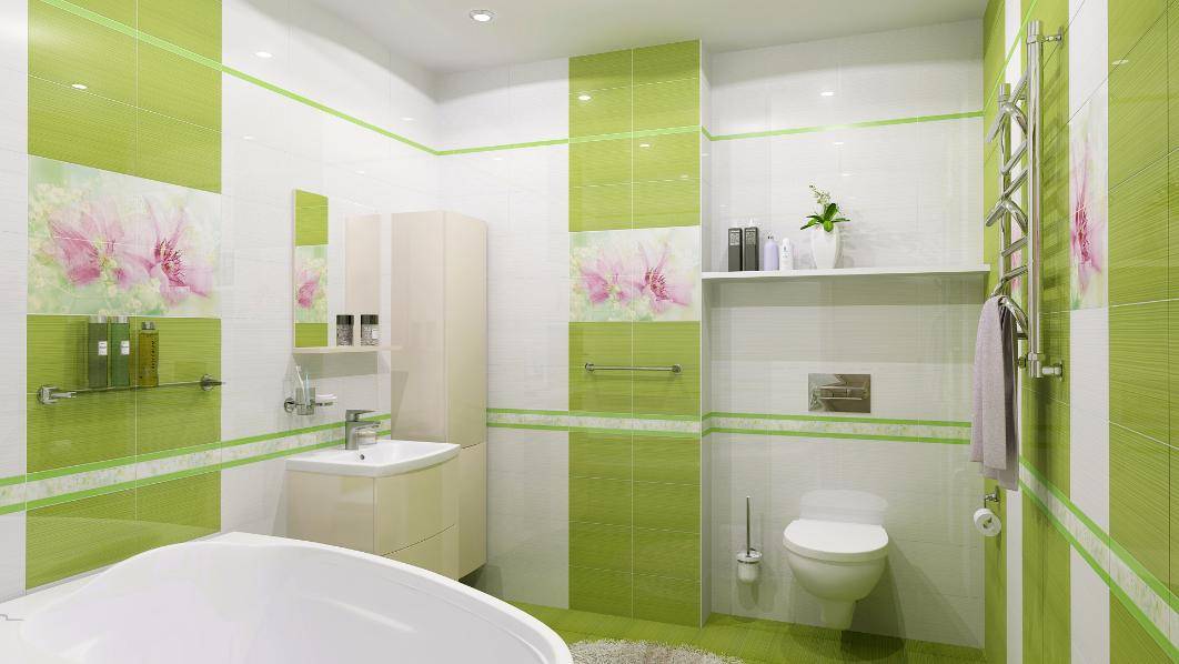 Дизайн ванной с зеленой плиткой: необычные свежие решения
