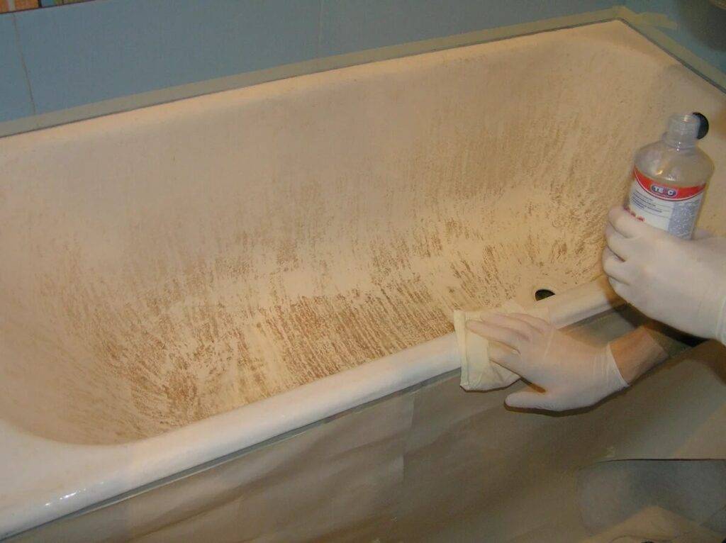 Реставрация ванны эмалью своими руками, удаление ржавчины