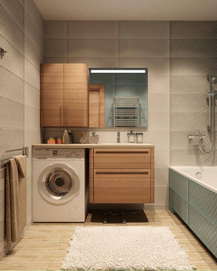 Как расположить стиральную машину в интерьере ванной комнаты (53 фото)